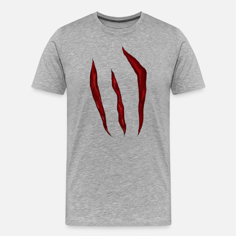 Blood-red scratch marks - Men's Premium Organic T-Shirt - heather grey