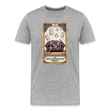 The Procrastination Priest Procrastinator Skeleton - Men's Premium Organic T-Shirt - heather grey - Front - Damien (186cm)