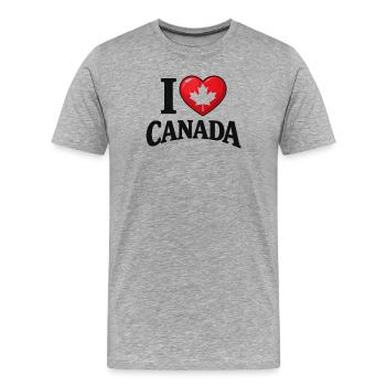 I Love Canada – Message avec feuille d'érable - T-shirt bio Premium Homme - gris chiné - Devant - Damien (186cm)