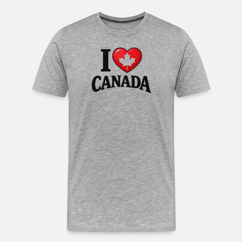 I Love Canada – Ahornblatt-Botschaft - Männer Premium Bio T-Shirt - Grau meliert
