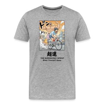 Supersonic Sprint Manga - Männer Premium Bio T-Shirt - Grau meliert - Vorne - Damien (186cm)