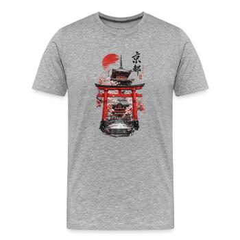 Japan Kyoto Tempel Tori - Männer Premium Bio T-Shirt - Grau meliert - Vorne - Damien (186cm)
