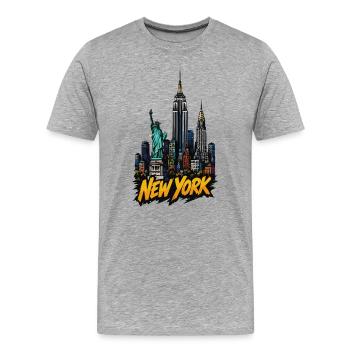 New York Skyline Graffiti Style - T-shirt bio Premium Homme - gris chiné - Devant - Damien (186cm)