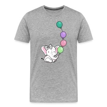 Éléphant Ballon Pastel - T-shirt bio Premium Homme - gris chiné - Devant - Damien (186cm)