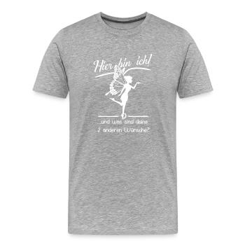 Wunsch Fee - Männer Premium Bio T-Shirt - Grau meliert - Vorne - Damien (186cm)