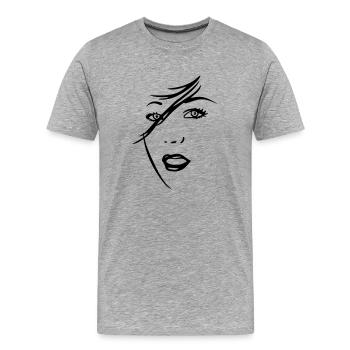 frau_gesicht - Männer Premium Bio T-Shirt - Grau meliert - Vorne - Damien (186cm)