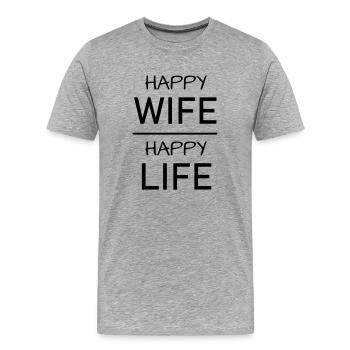Happy Wife - Men's Premium Organic T-Shirt - heather grey - Front - Damien (186cm)