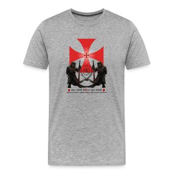 Templars with paw cross - Men's Premium Organic T-Shirt - heather grey - Front - Damien (186cm)