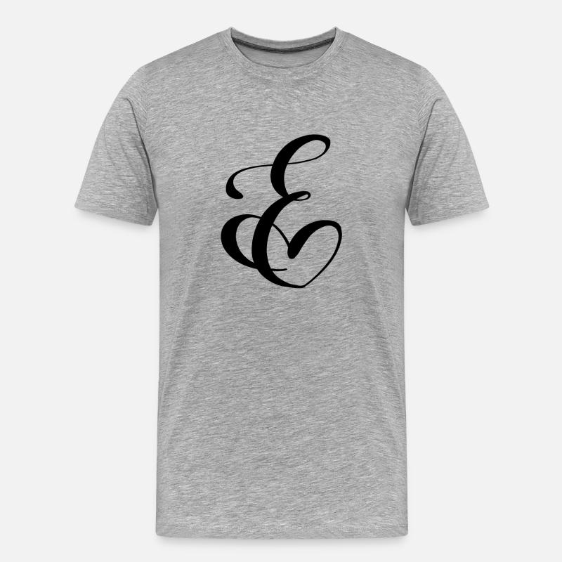 Herz E - Männer Premium Bio T-Shirt - Grau meliert