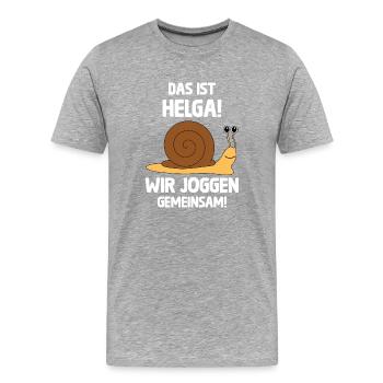 Schnecke wir joggen gemeinsam - Männer Premium Bio T-Shirt - Grau meliert - Vorne - Damien (186cm)