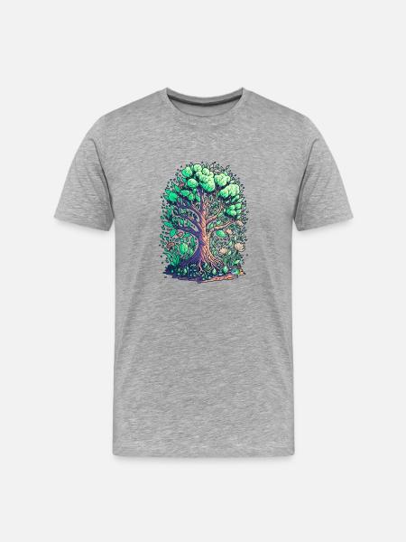 Peace Tree - Männer Premium Bio T-Shirt - Grau meliert