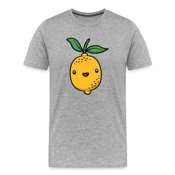 Citron mignon Agrumes Kawaii Citron vert - T-shirt bio Premium Homme - gris chiné - Devant - Damien (186cm)