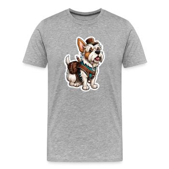 Lederhosen / Animal / Traditional costume / Tradition / Dog - Men's Premium Organic T-Shirt - heather grey - Front - Damien (186cm)
