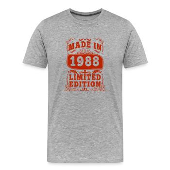 1988 Geburtstag 1988 Jahrgang 1988 Geburtstag - Männer Premium Bio T-Shirt - Grau meliert - Vorne - Damien (186cm)