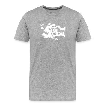 Gegen Nazis - Männer Premium Bio T-Shirt - Grau meliert - Vorne - Damien (186cm)