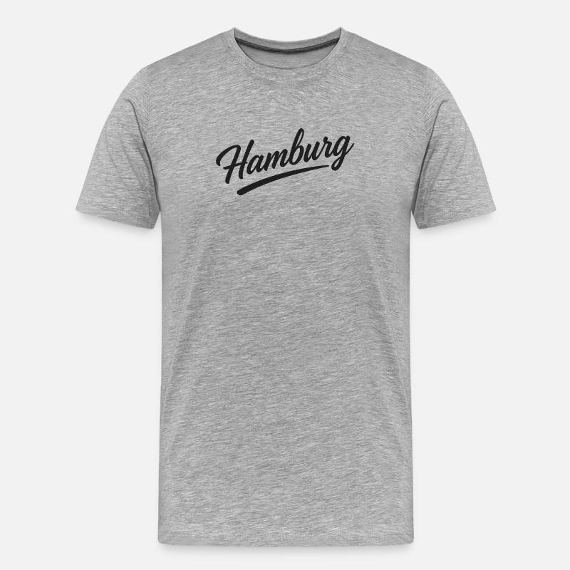 Hamburg Script City Design with Underline - Männer Premium Bio T-Shirt - Grau meliert
