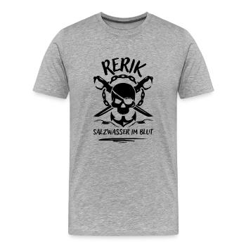 Rerik-Salzwasser im Blut-Ostseebad Rerik - Männer Premium Bio T-Shirt - Grau meliert - Vorne - Damien (186cm)