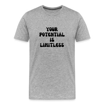 Votre potentiel est illimité - T-shirt bio Premium Homme - gris chiné - Devant - Damien (186cm)