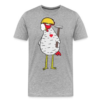 Artisan Poulet Marteau Coeur de chantier Métiers Métier - T-shirt bio Premium Homme - gris chiné - Devant - Damien (186cm)