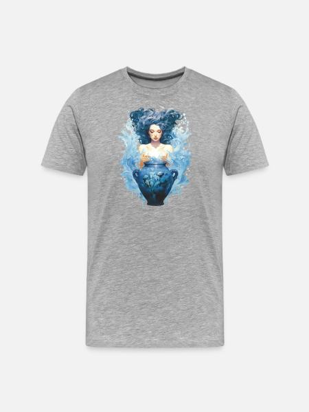 I AM ♒️ AQUARIUS ♒️ - Männer Premium Bio T-Shirt - Grau meliert