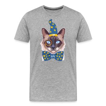 le chat magicien - T-shirt bio Premium Homme - gris chiné - Devant - Damien (186cm)