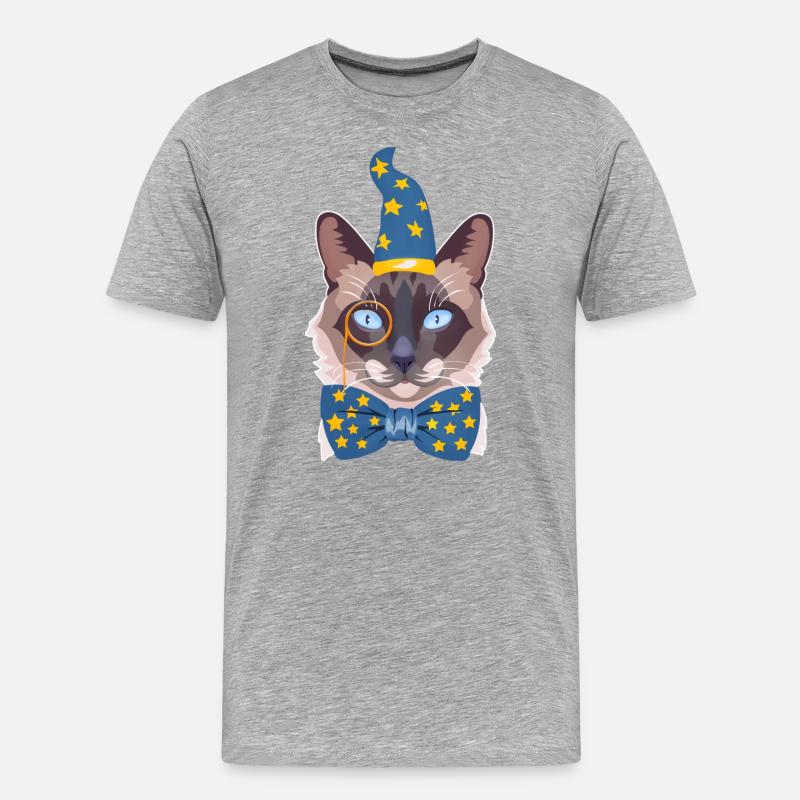 le chat magicien - T-shirt bio Premium Homme - gris chiné
