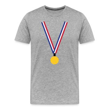 Médaille d'Or - France - T-shirt bio Premium Homme - gris chiné - Devant - Damien (186cm)