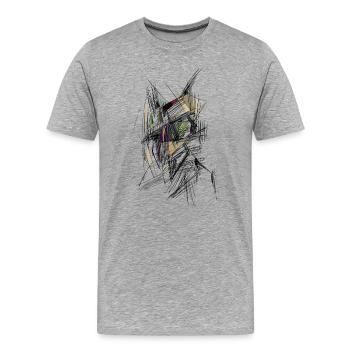 Gesicht - Männer Premium Bio T-Shirt - Grau meliert - Vorne - Damien (186cm)