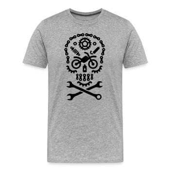 Halloween MotoCross Skull Dirt Bike Moto - T-shirt bio Premium Homme - gris chiné - Devant - Damien (186cm)