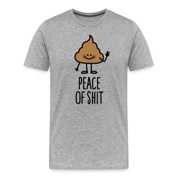 Peace of shit - Piece of shit pun shit - Men's Premium Organic T-Shirt - heather grey - Front - Damien (186cm)