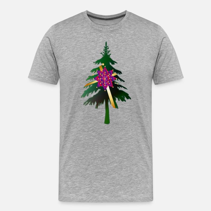 Christbaum oder Weihnachtsbaum & Geschenkschleife - Männer Premium Bio T-Shirt - Grau meliert