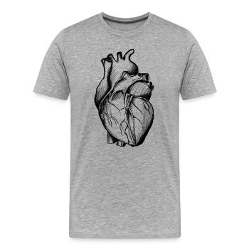 Herz Illustration - Männer Premium Bio T-Shirt - Grau meliert - Vorne - Damien (186cm)