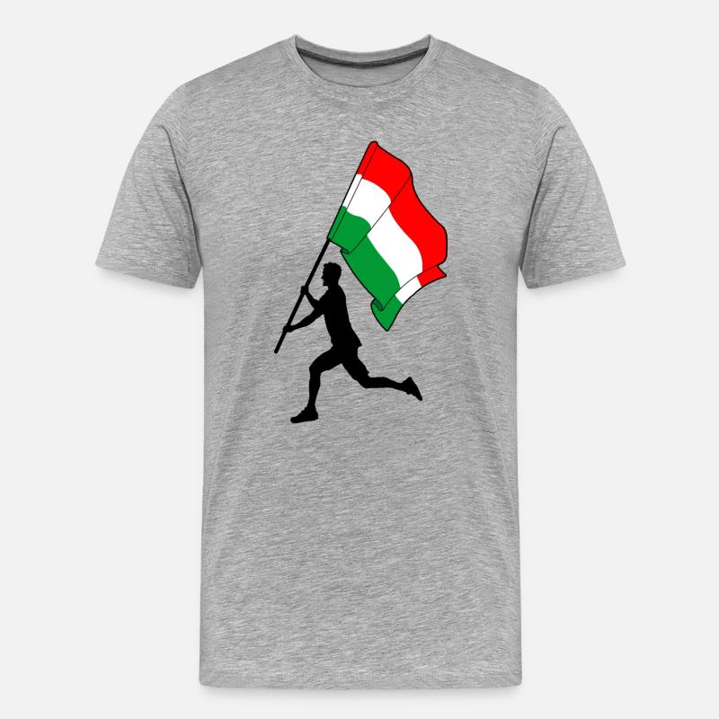 Flagge Ungarn Mann läuft - Männer Premium Bio T-Shirt - Grau meliert