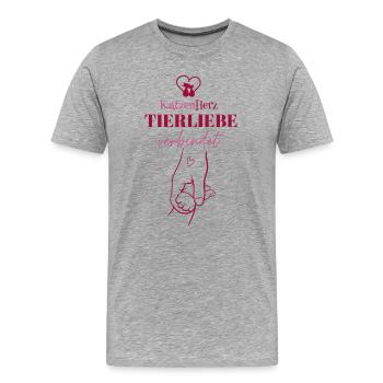 CatsHeart relie l’amour des animaux - T-shirt bio Premium Homme - gris chiné - Devant - Damien (186cm)