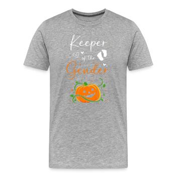 Thanksgiving Gender Reveal Werdende Mutter - Männer Premium Bio T-Shirt - Grau meliert - Vorne - Damien (186cm)