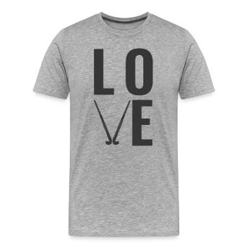 Field Hockey Love - Men's Premium Organic T-Shirt - heather grey - Front - Damien (186cm)