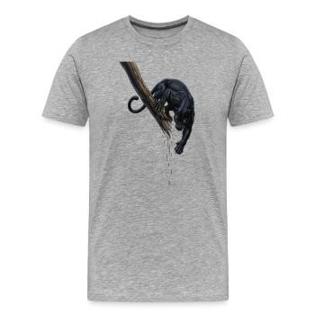 Nachtpanther am Ast - Männer Premium Bio T-Shirt - Grau meliert - Vorne - Damien (186cm)