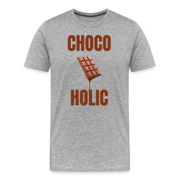 Amour chocolaté accro au chocolat - T-shirt bio Premium Homme - gris chiné - Devant - Damien (186cm)