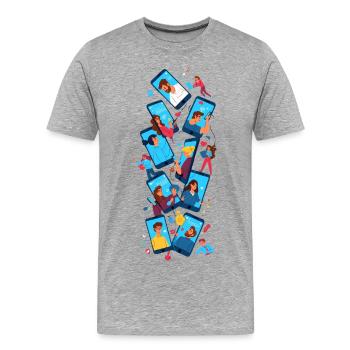 Connexions numériques : amitié via l’application - T-shirt bio Premium Homme - gris chiné - Devant - Damien (186cm)