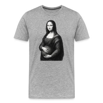 Enceinte avec un ventre de grossesse - T-shirt bio Premium Homme - gris chiné - Devant - Damien (186cm)