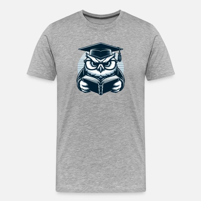 Lesende Eule - Männer Premium Bio T-Shirt - Grau meliert