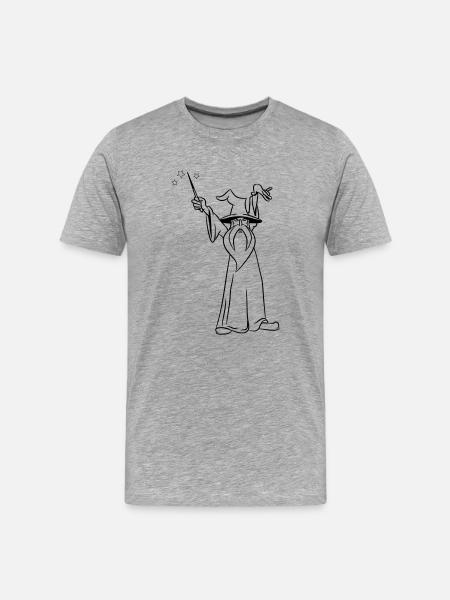 zauberer Zauberstab böse angriff - Männer Premium Bio T-Shirt - Grau meliert