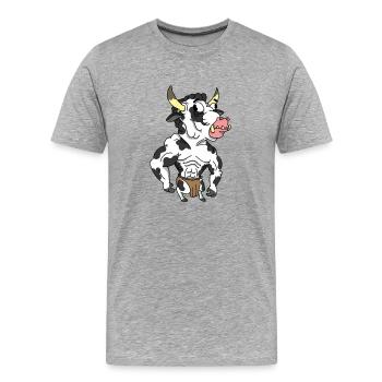 Vache Bull - T-shirt bio Premium Homme - gris chiné - Devant - Damien (186cm)