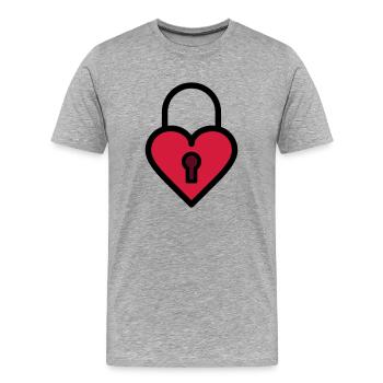 Padlock, love lock - Men's Premium Organic T-Shirt - heather grey - Front - Damien (186cm)