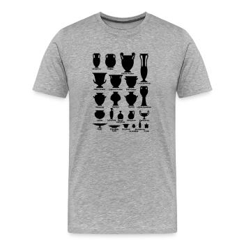 Antike Vasen mit Beschriftung - Männer Premium Bio T-Shirt - Grau meliert - Vorne - Damien (186cm)