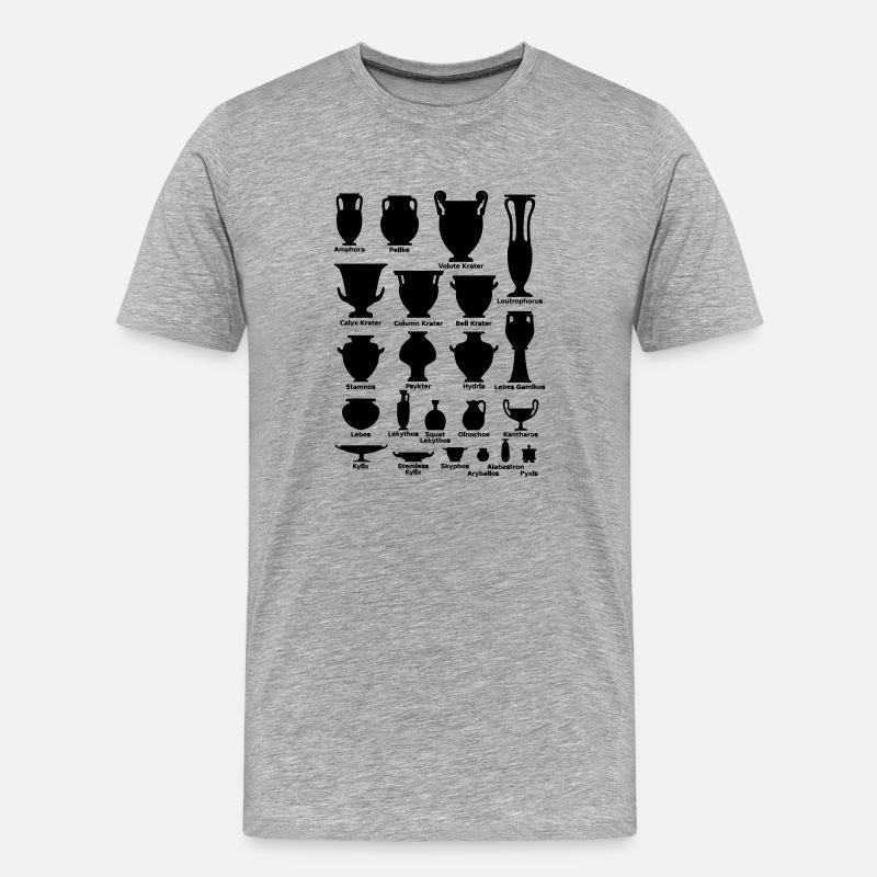 Antike Vasen mit Beschriftung - Männer Premium Bio T-Shirt - Grau meliert