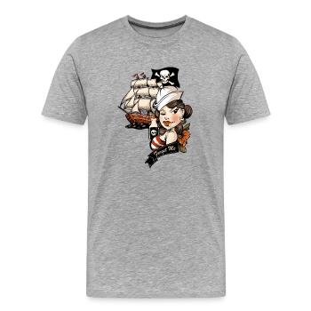 Tatouage d'amour de pirate - T-shirt bio Premium Homme - gris chiné - Devant - Damien (186cm)