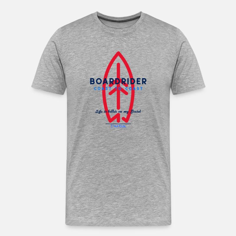 ocean is calling boardriding moc5c - Männer Premium Bio T-Shirt - Grau meliert