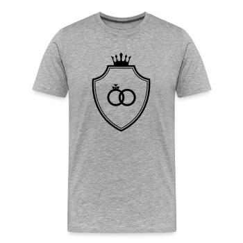 Anneaux de mariage Bague Armoiries Mariage - T-shirt bio Premium Homme - gris chiné - Devant - Damien (186cm)