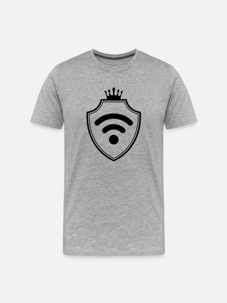 Wlan Internet Wappen - Männer Premium Bio T-Shirt - Grau meliert